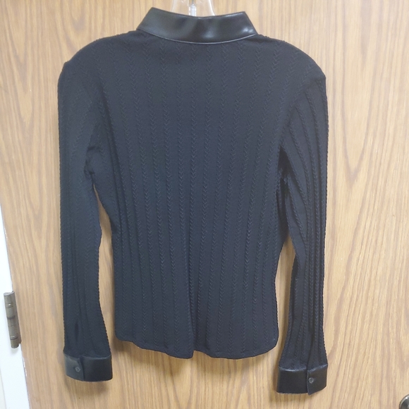 Rayure Paris Vneck fitted Blouse with Leather Details Size 42, S - Picture 3 of 5